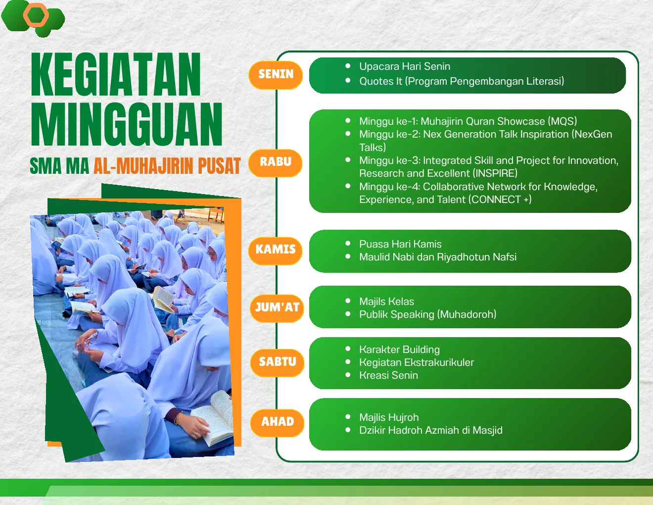 Brosur halaman 4 - Kegiatan mingguan
